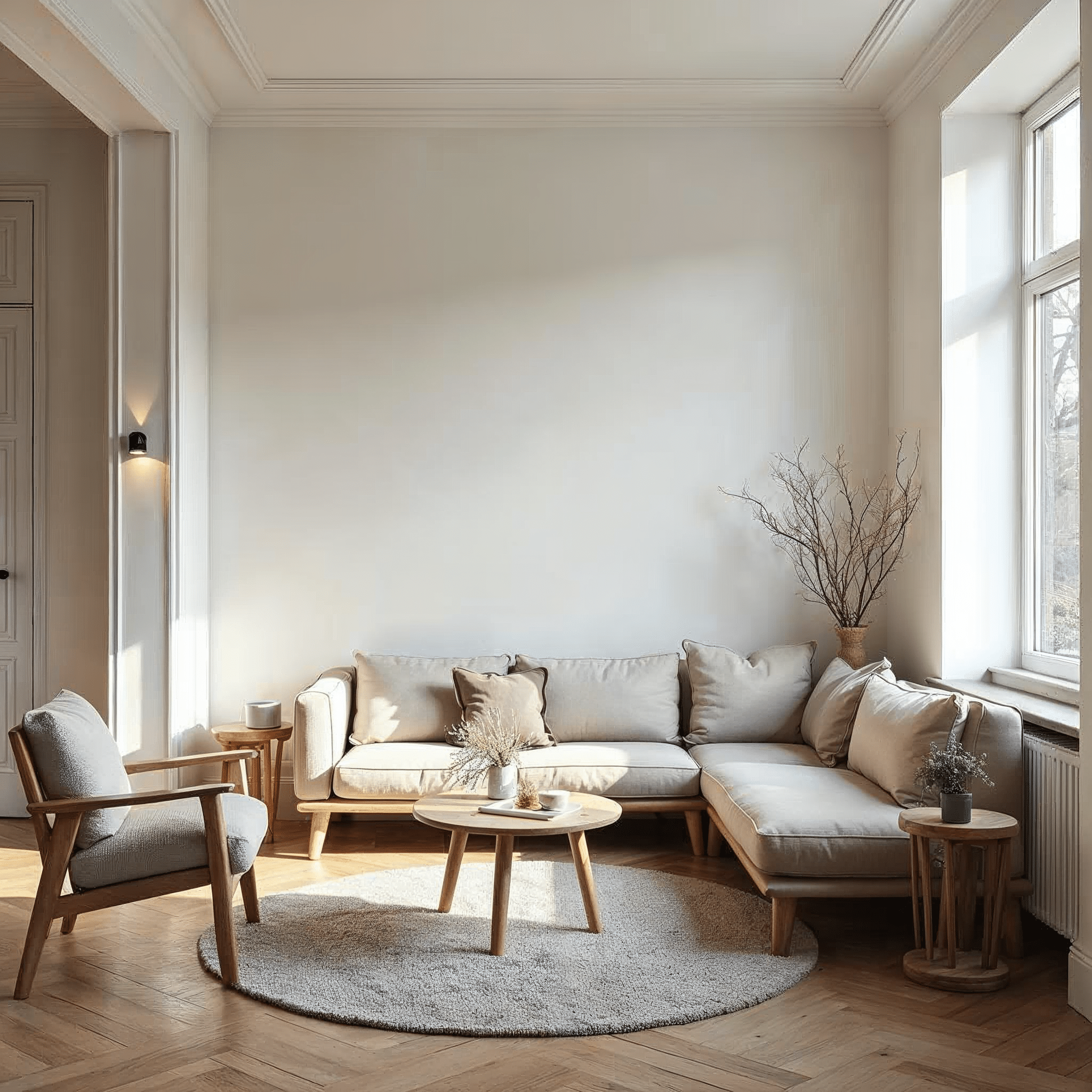 Fertig ged\u00e4mmtes Wohnzimmer in einem Bremer Altbau nach der Innend\u00e4mmung