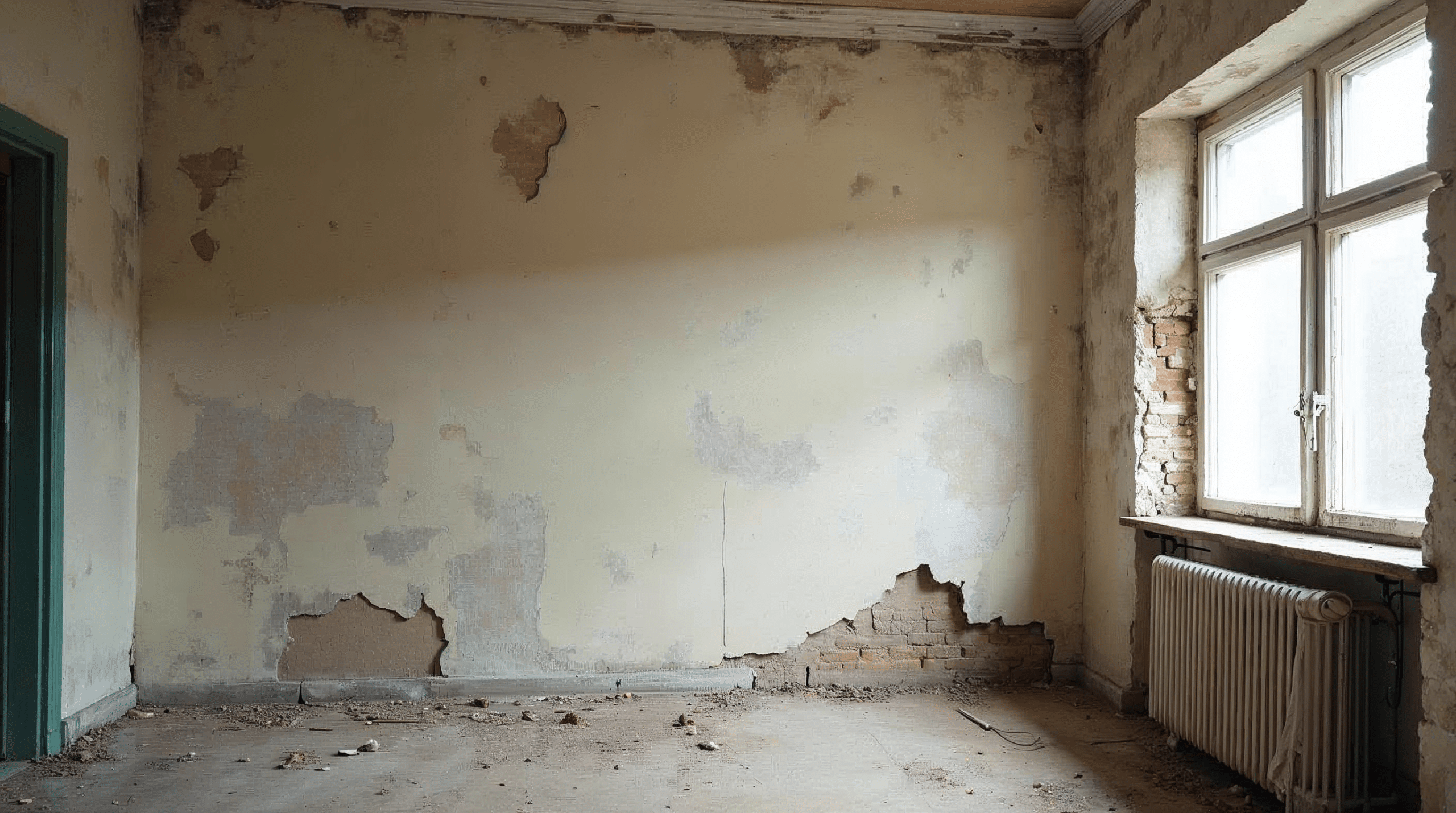 Alte beschädigte Wand in einer Bremer Altbauwohnung