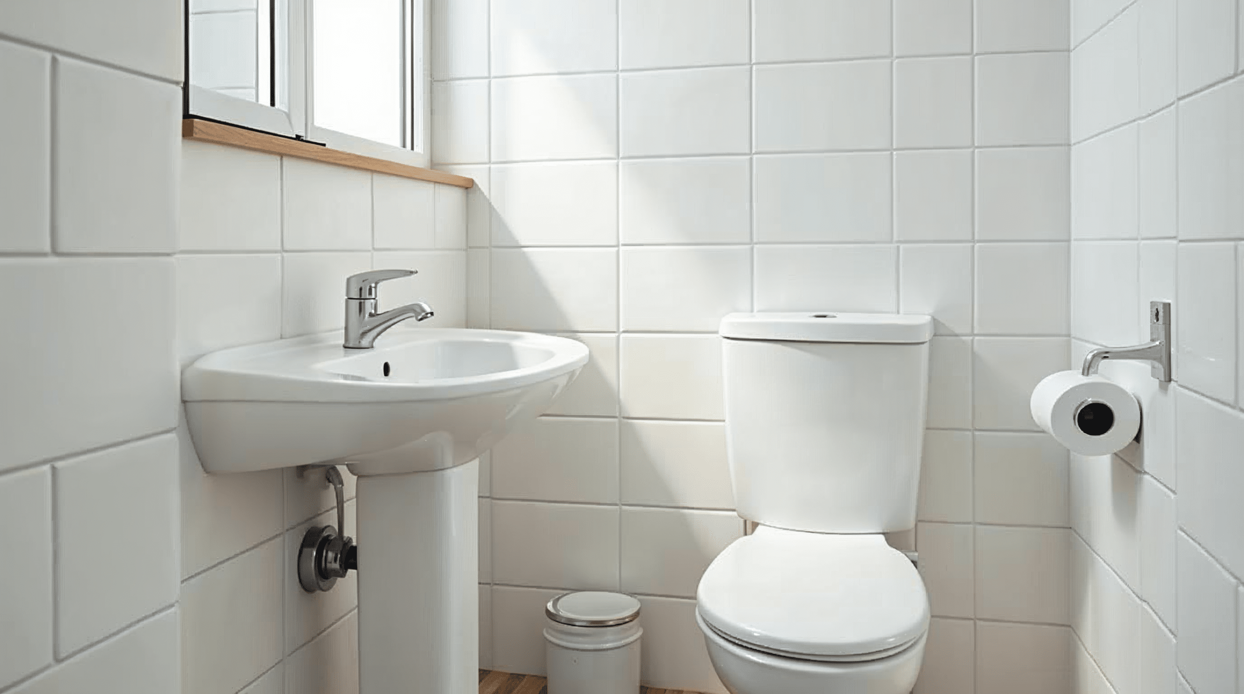 Aufgefrischtes Bad in einer Mietwohnung mit erneuerten Fugen