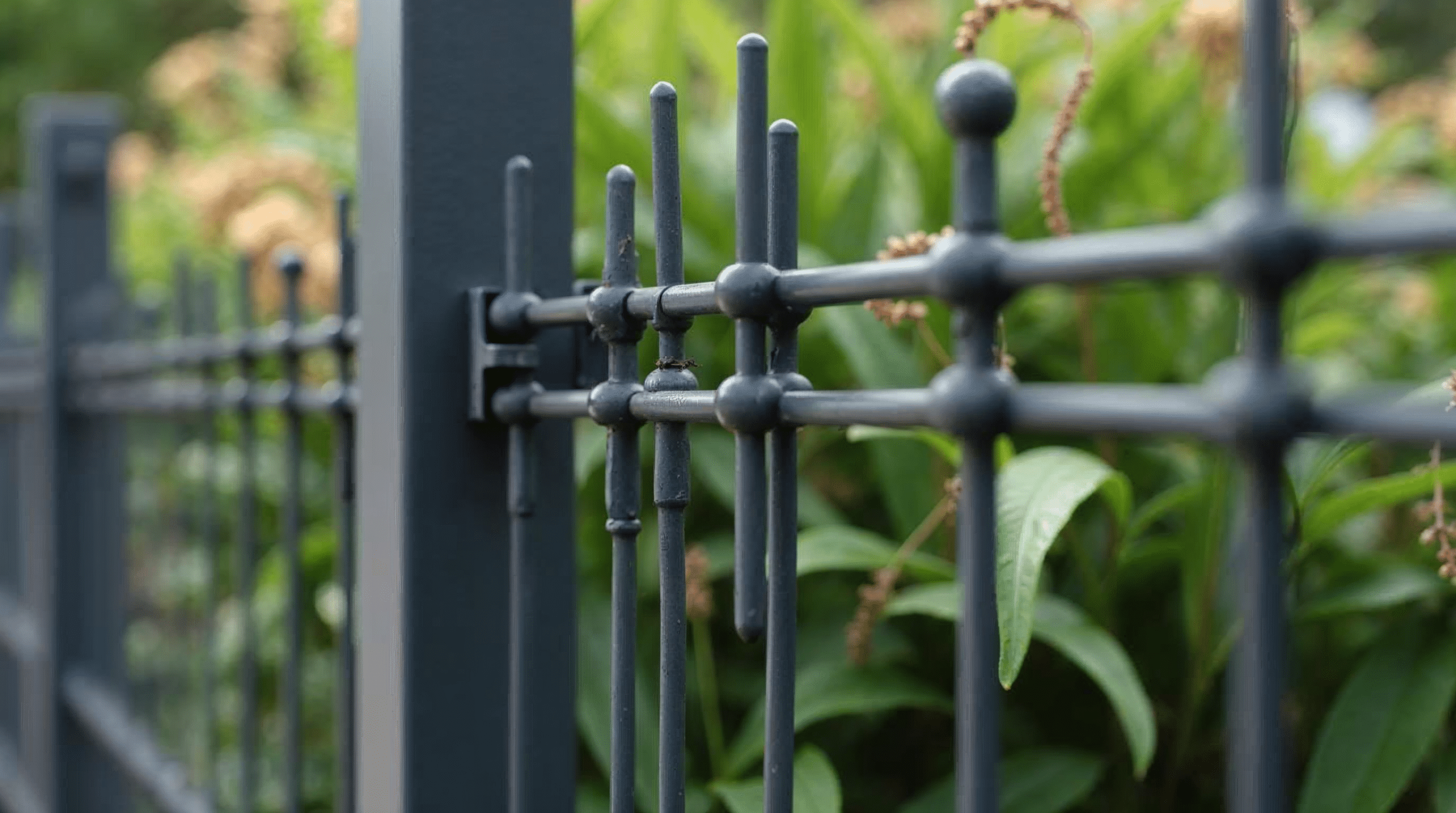 Detailansicht eines Doppelstabmatten-Elements mit Anthrazitbeschichtung