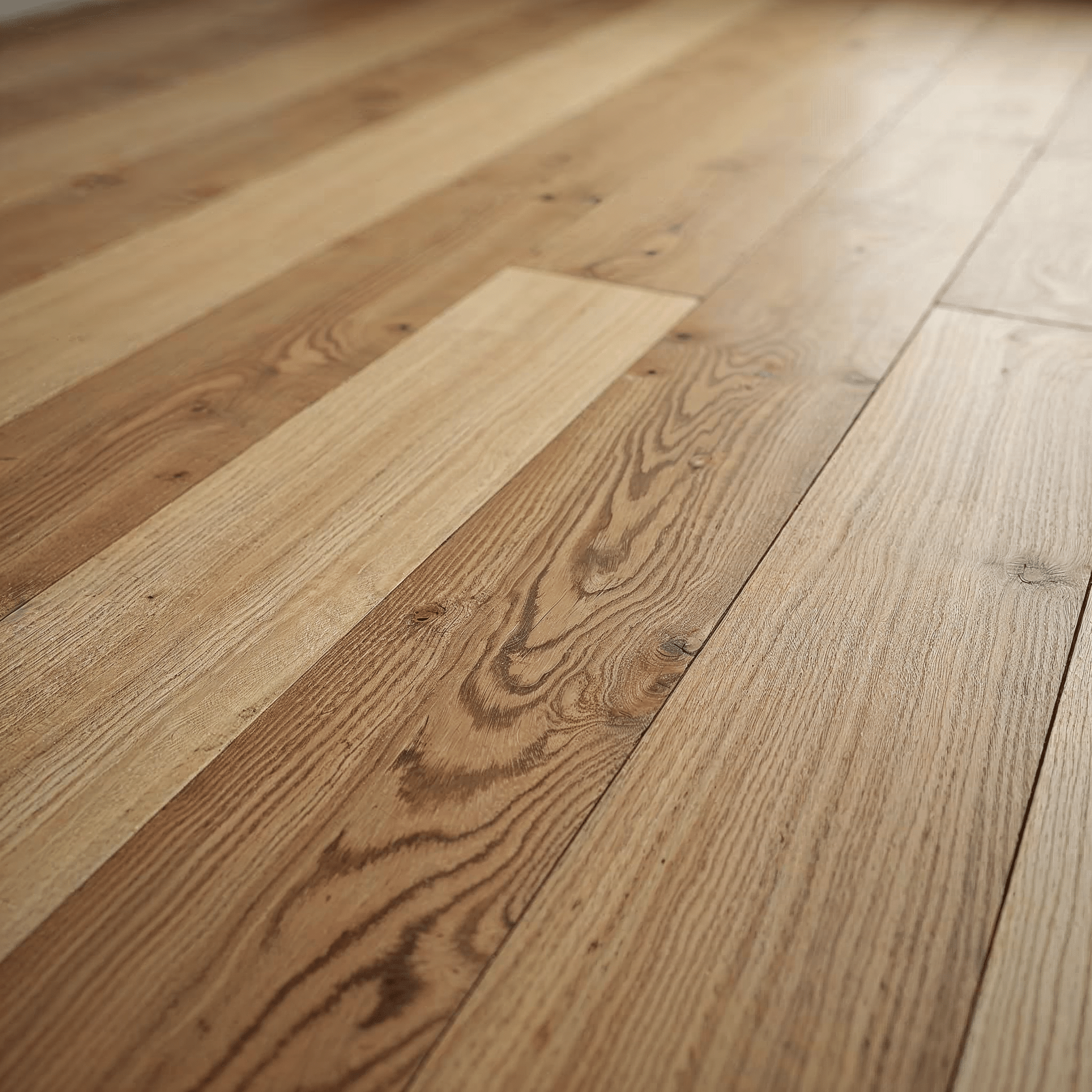 Detailaufnahme eines fertig verlegten Eichenparketts