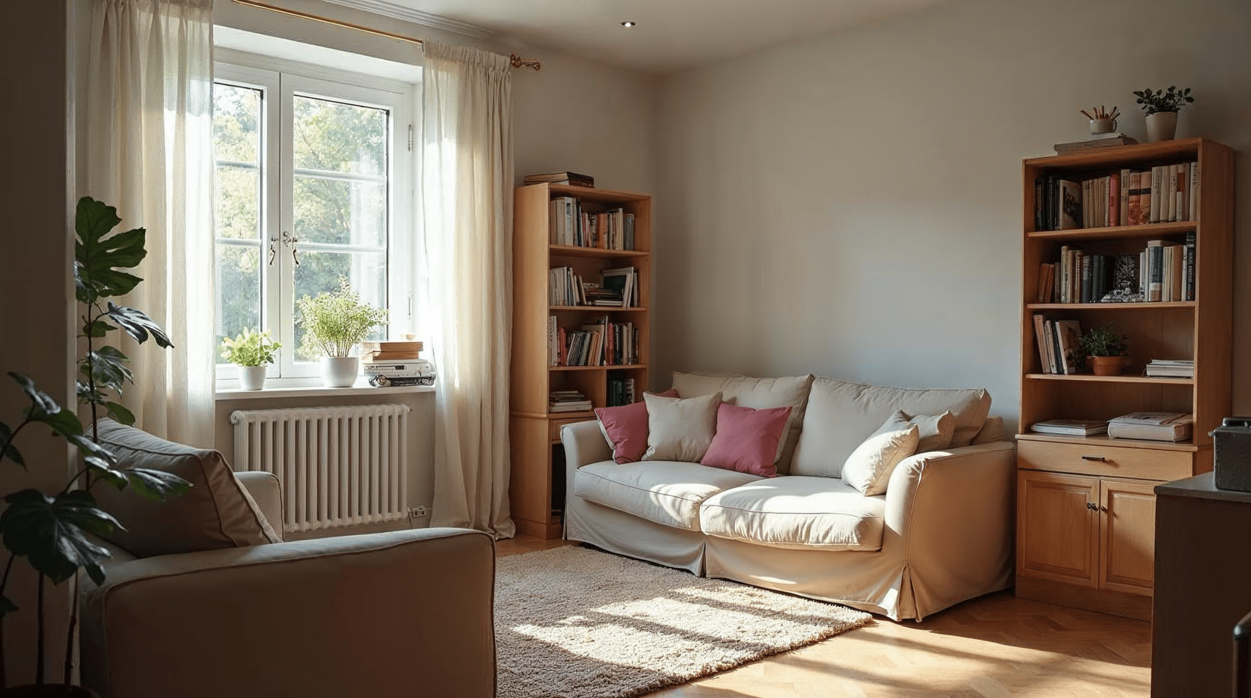 Familienraum mit gestapelten Kisten während einer Renovierung