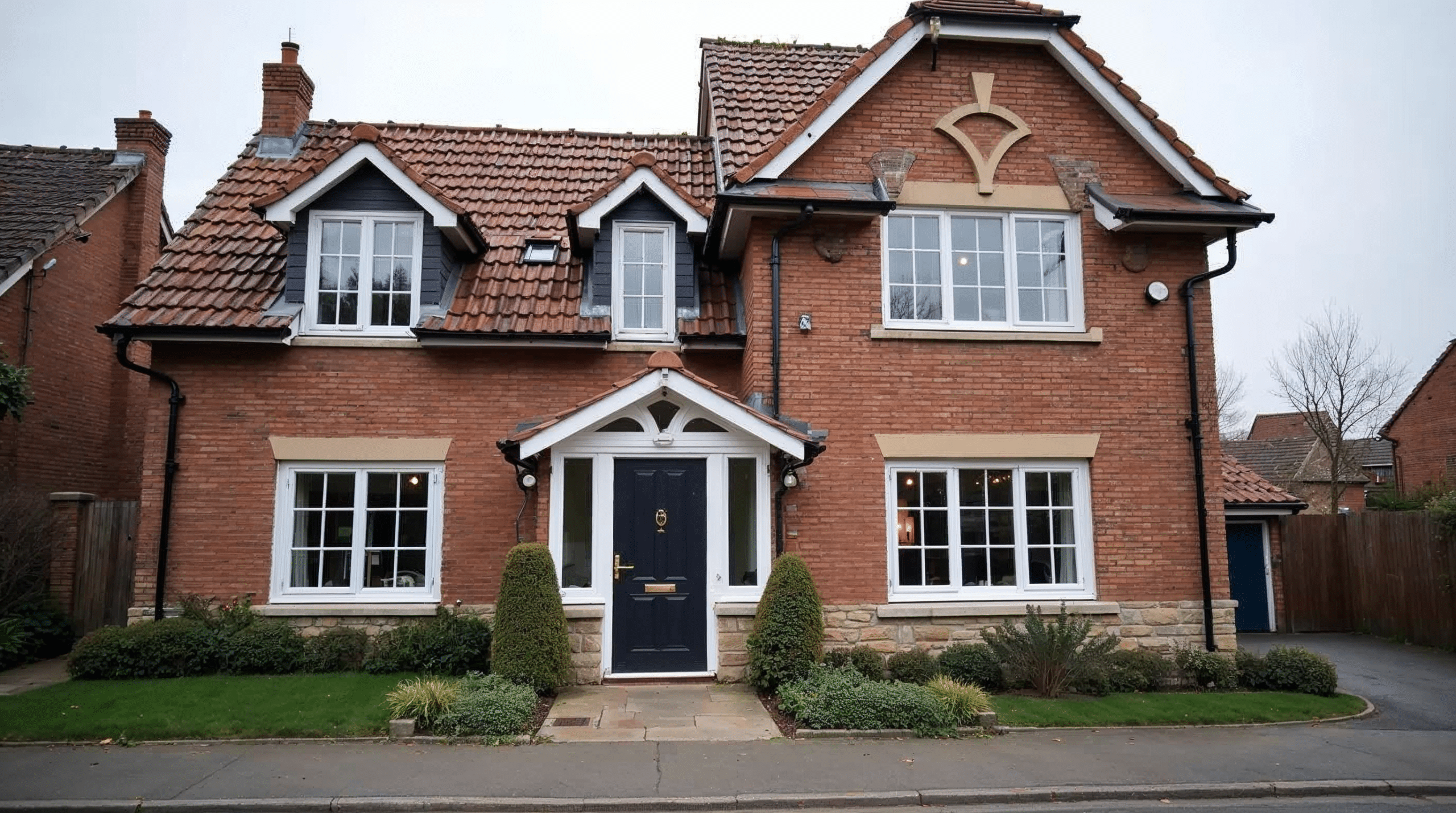 Norddeutsche Klinkerfassade mit neu eingebauten Kunststofffenstern