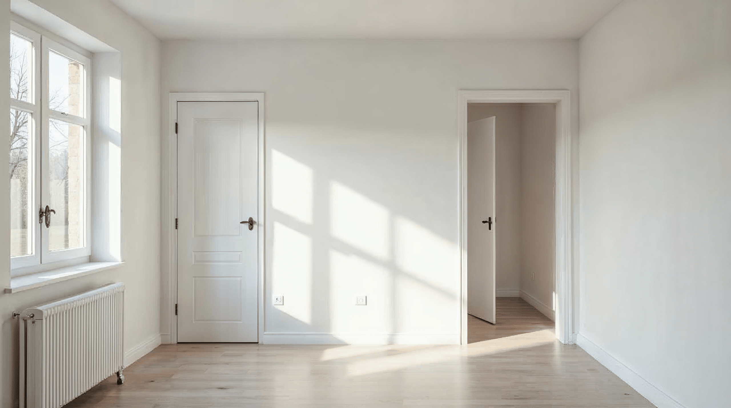 Frisch renoviertes Zimmer während laufender Sanierung in der Wohnung