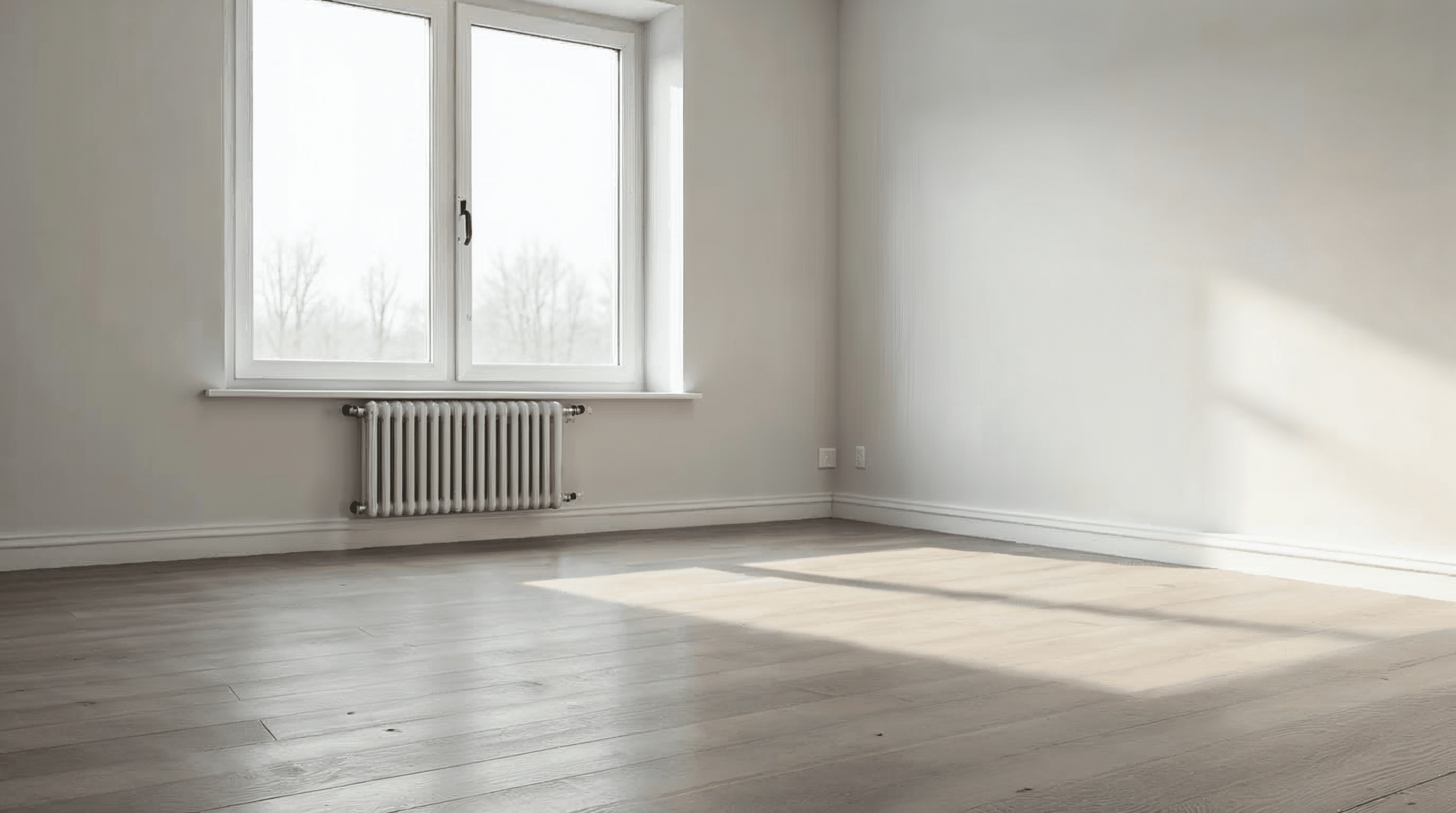 Fertig verlegter Vinylboden in Holzoptik in einem Wohnraum