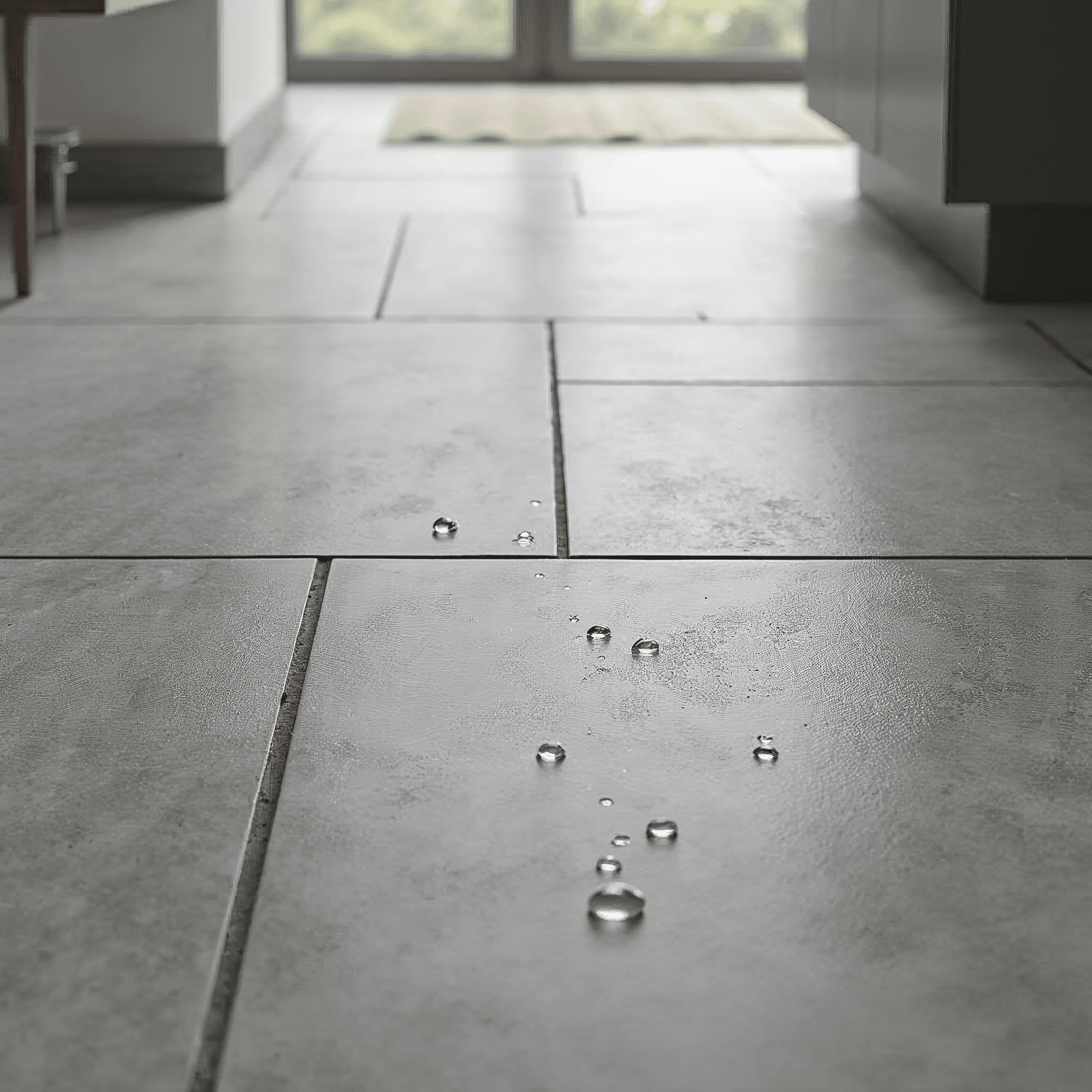 Detailaufnahme verlegter Fliesen im Bad