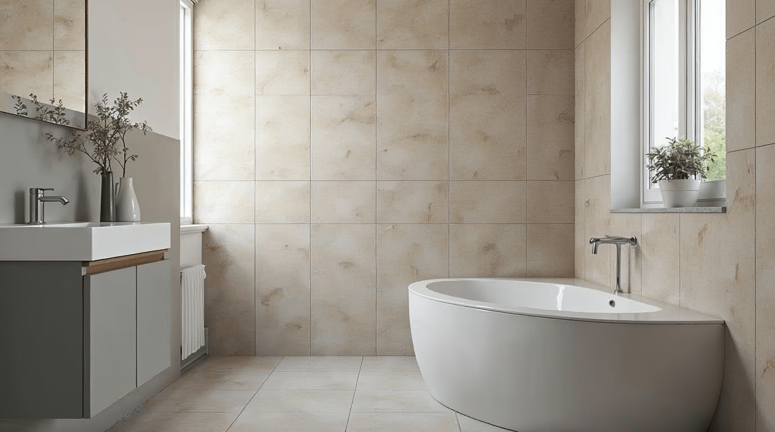 Neue Fliesen werden über alte Fliesen im Bad verlegt