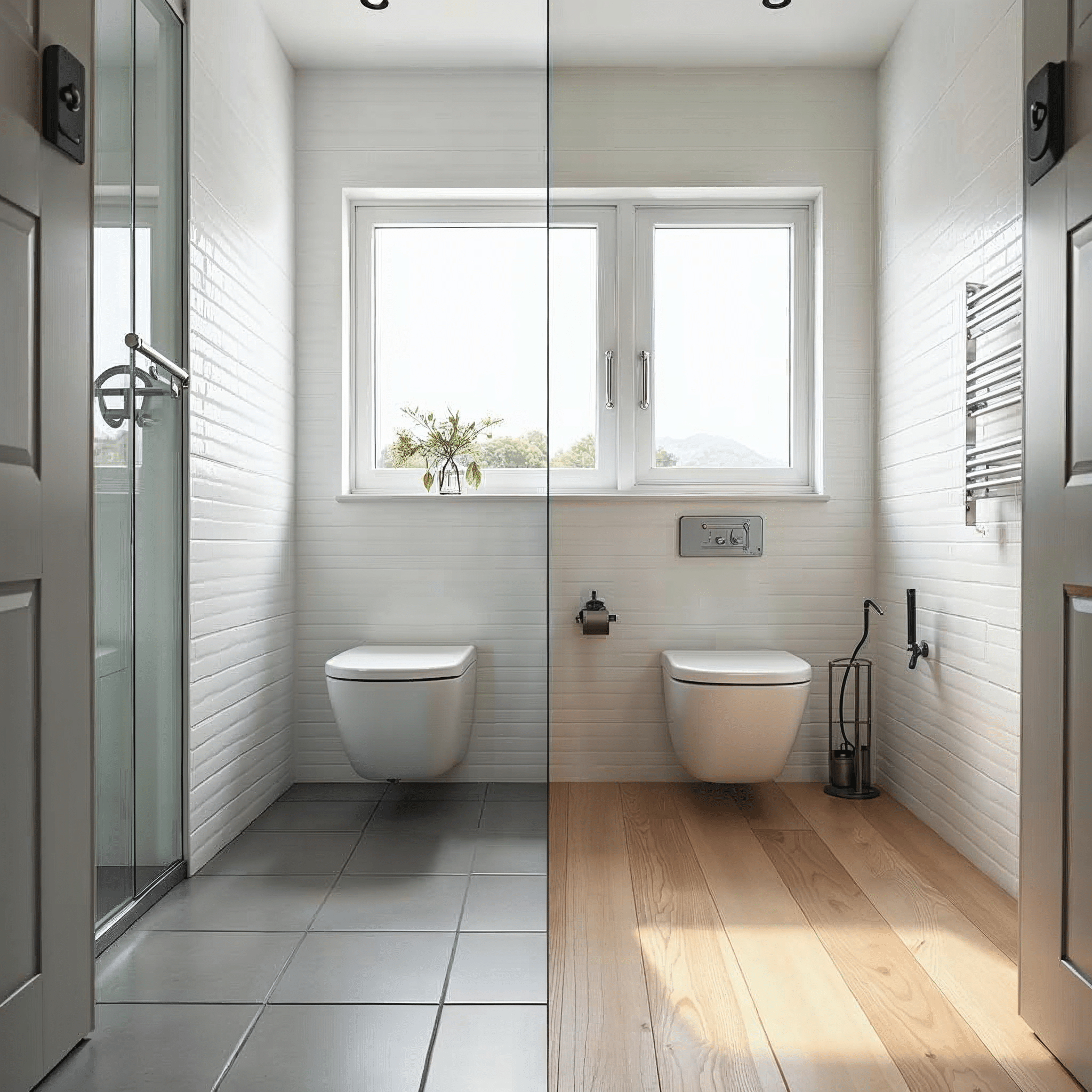 Vergleich Fliesen und Vinylboden im Bad in Bremen