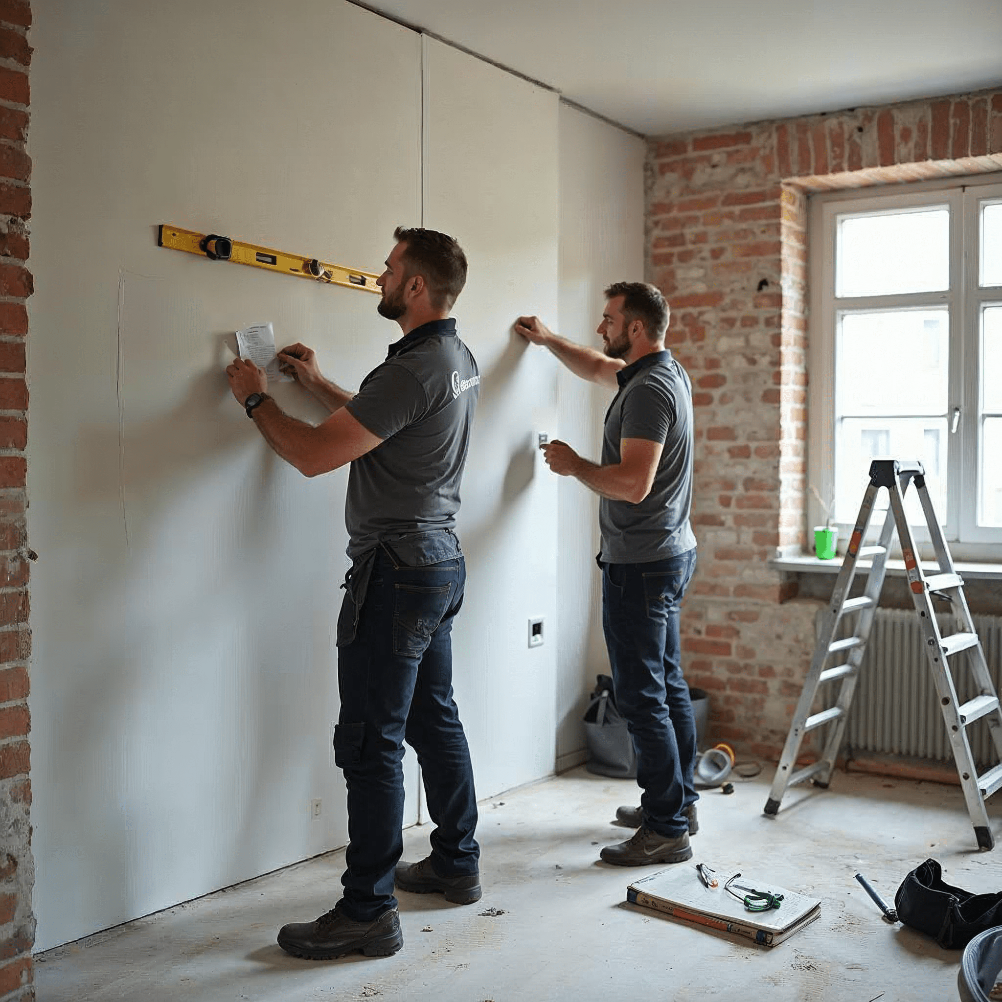 Handwerker von Harmssen und Partner bei der Altbausanierung in einem Bremer Reihenhaus