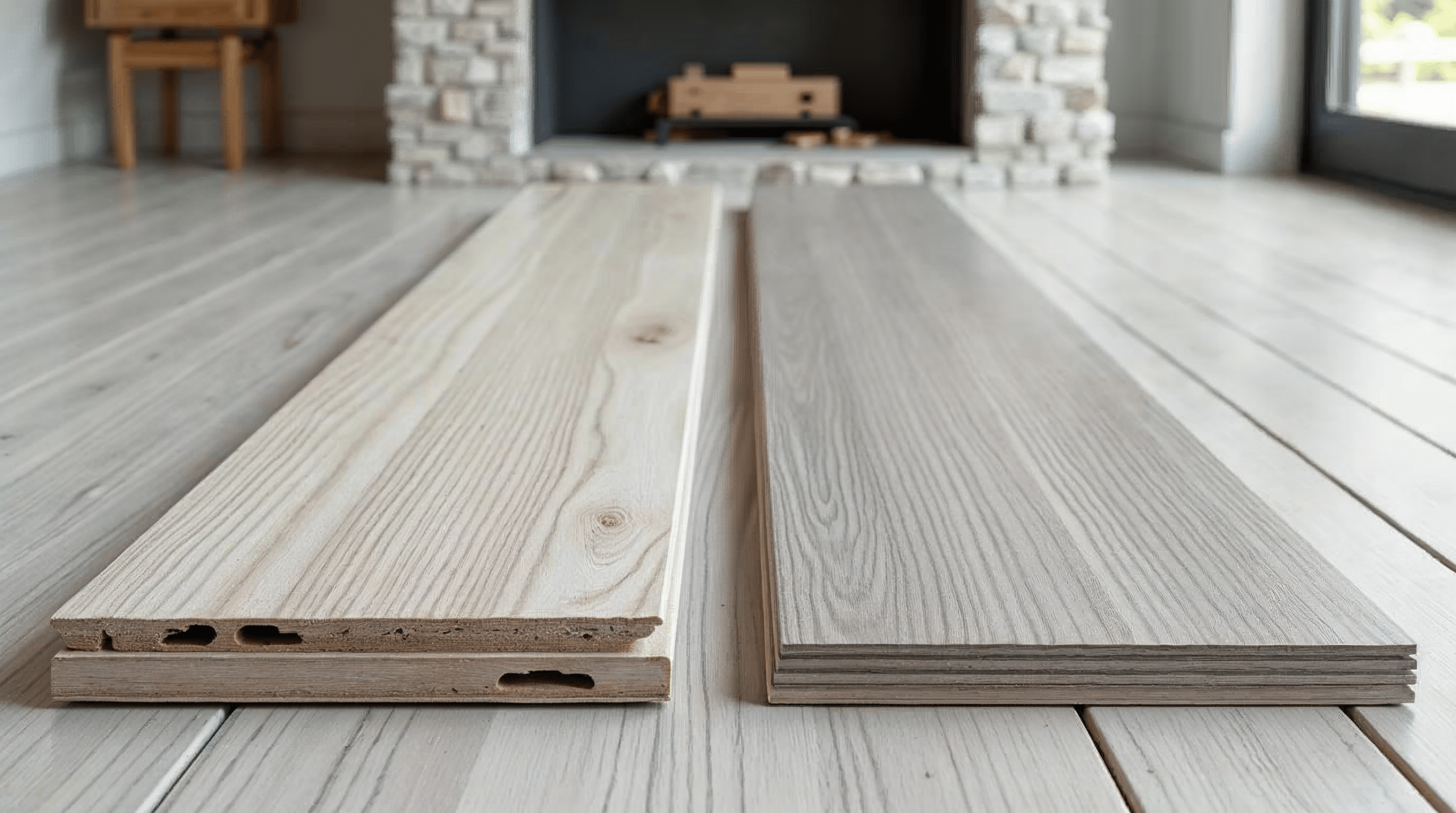 Vergleich Klick-Vinyl und Klebevinyl im Muster