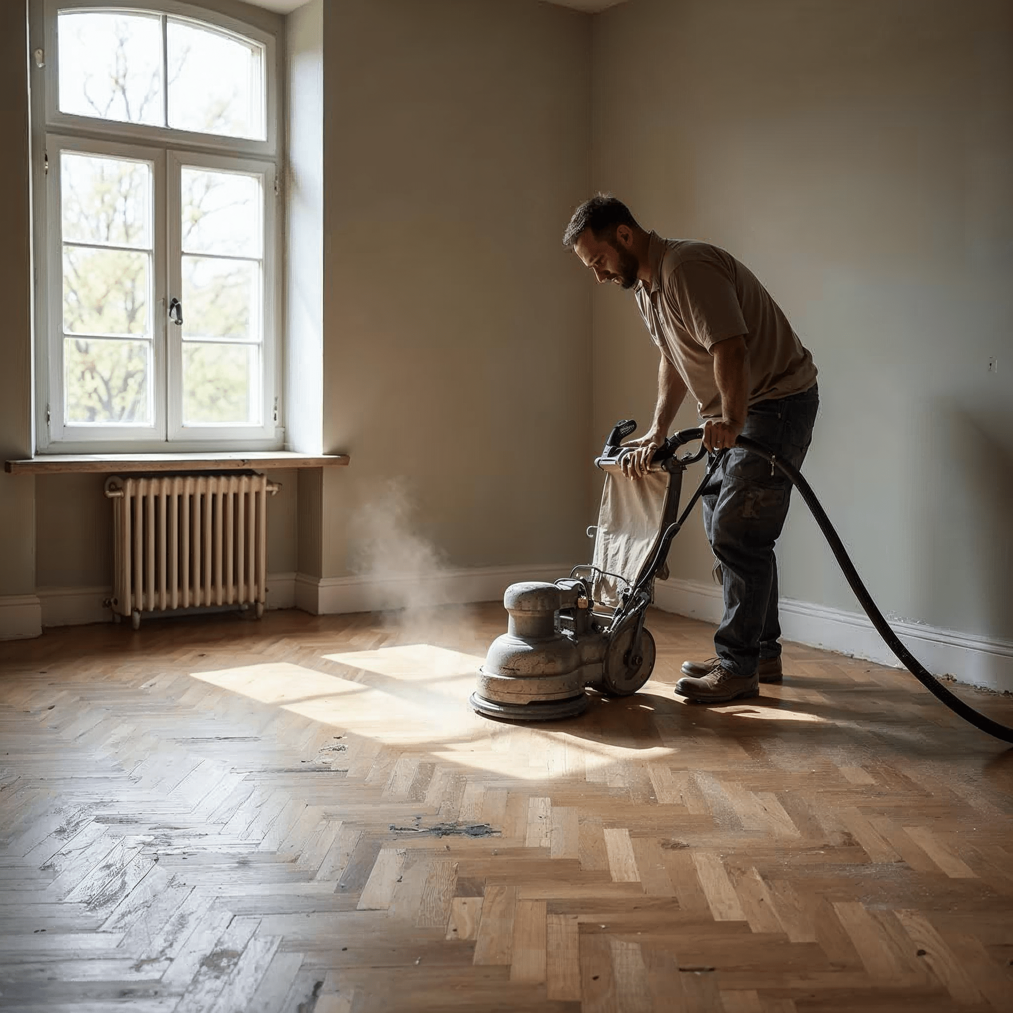 Parkett wird abgeschliffen und renoviert statt neu verlegt