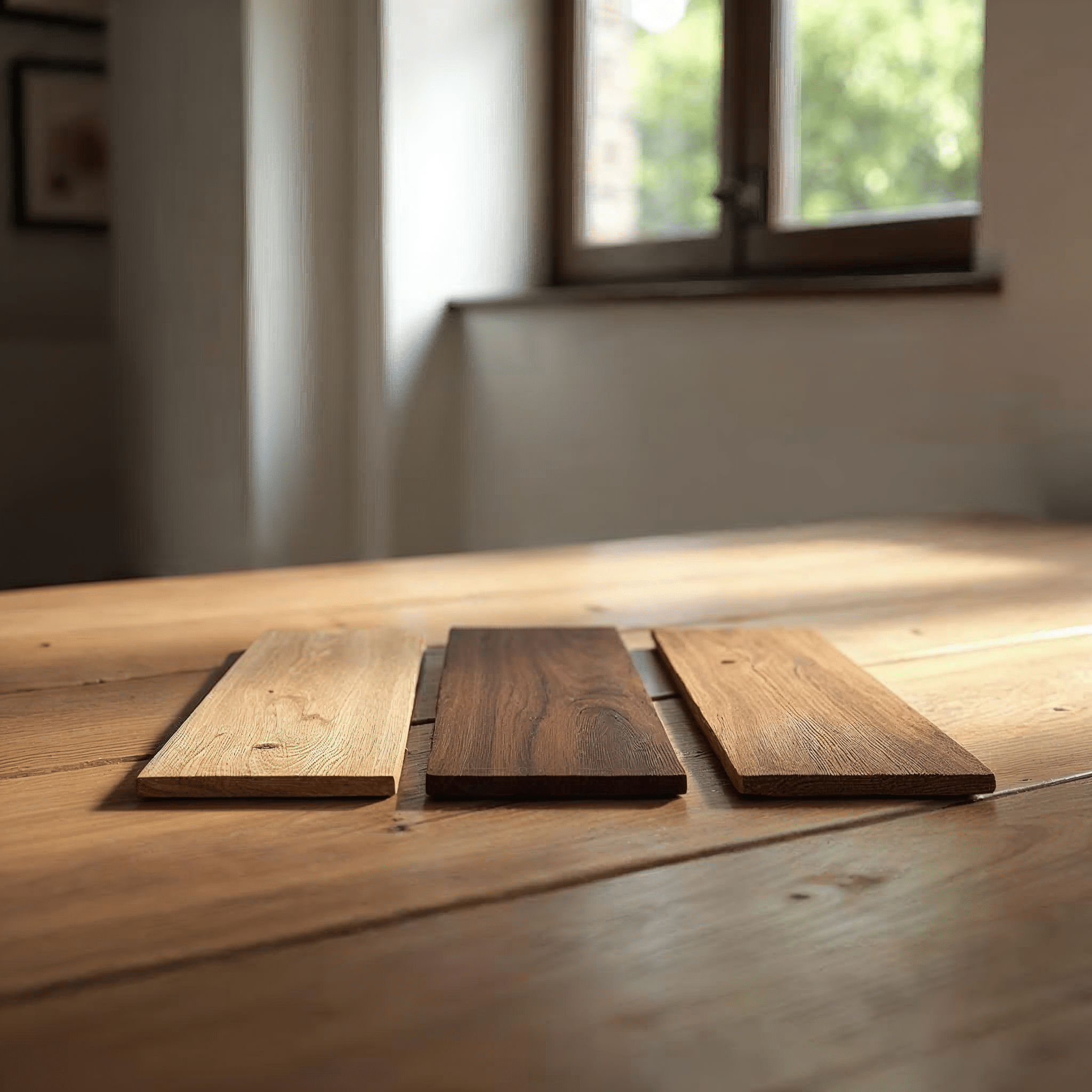 Parkettmuster aus Eiche und Nussbaum im direkten Vergleich