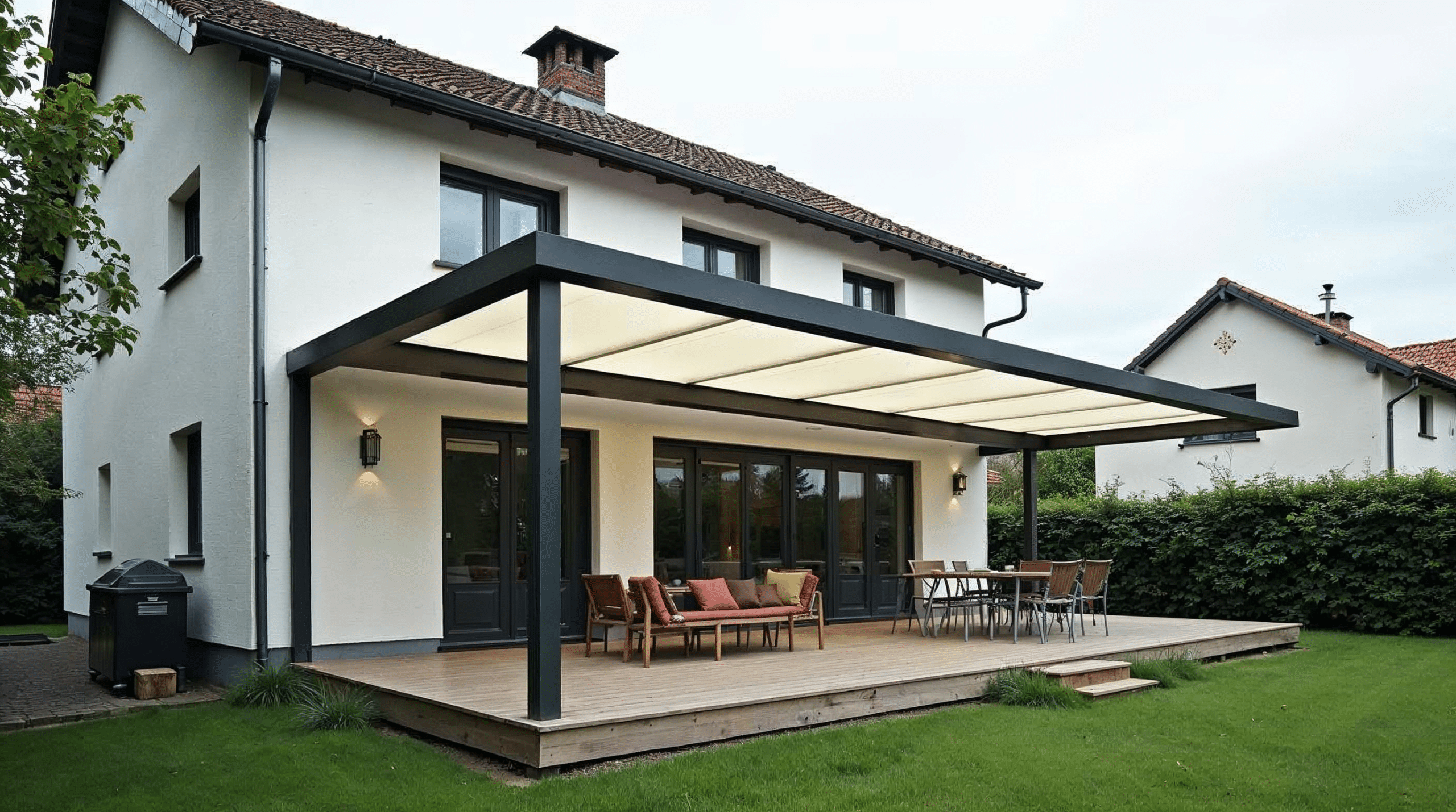 Terrasse mit Polycarbonat-Stegplatten und Aluminiumrahmen