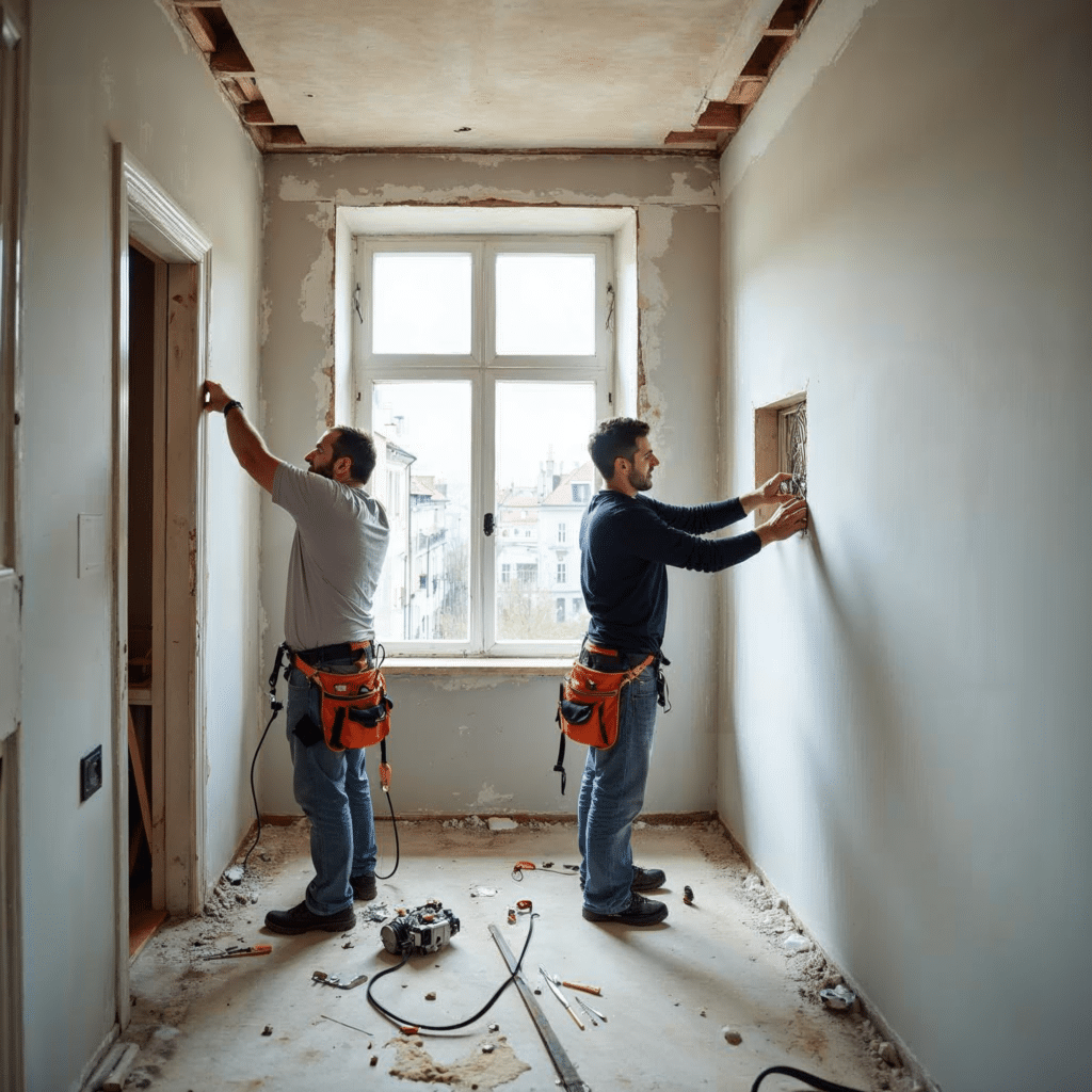 Sanierung aus einer Hand in Bremen: Handwerker-Team von Harmssen und Partner bei der Komplettsanierung