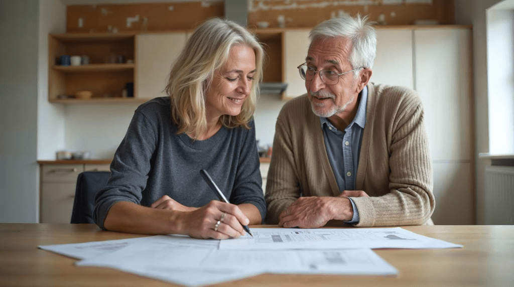 Sanierung in Etappen planen am Kuechentisch