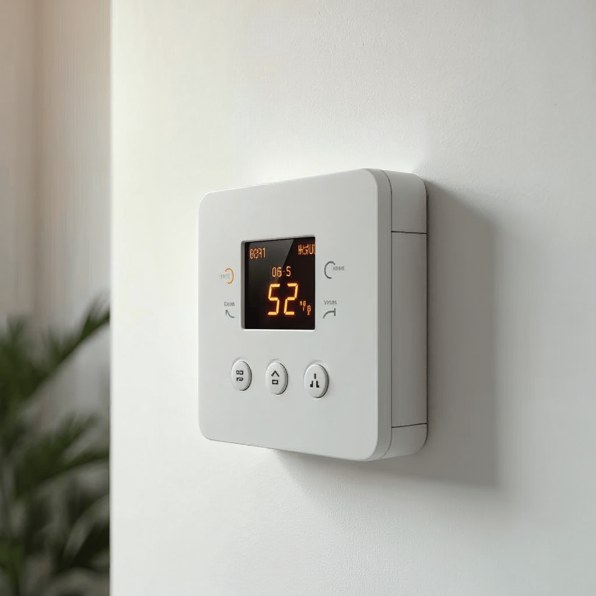 Thermostat einer Fußbodenheizung im Wohnraum mit Anzeige der Raumtemperatur