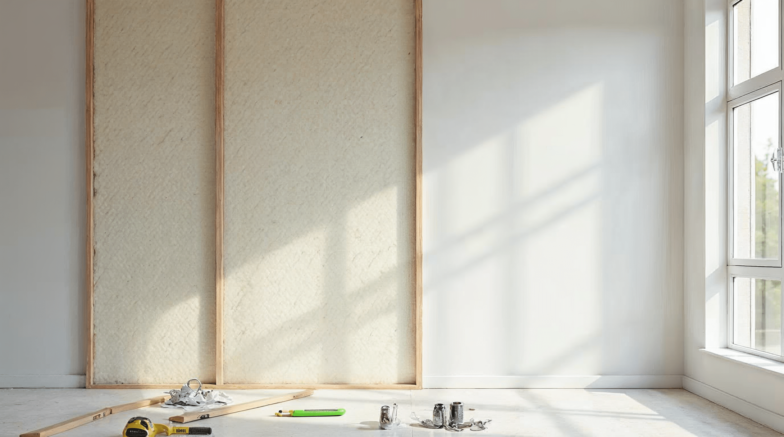 Trockenbauwand mit Mineralwolledämmung zwischen Metallständern