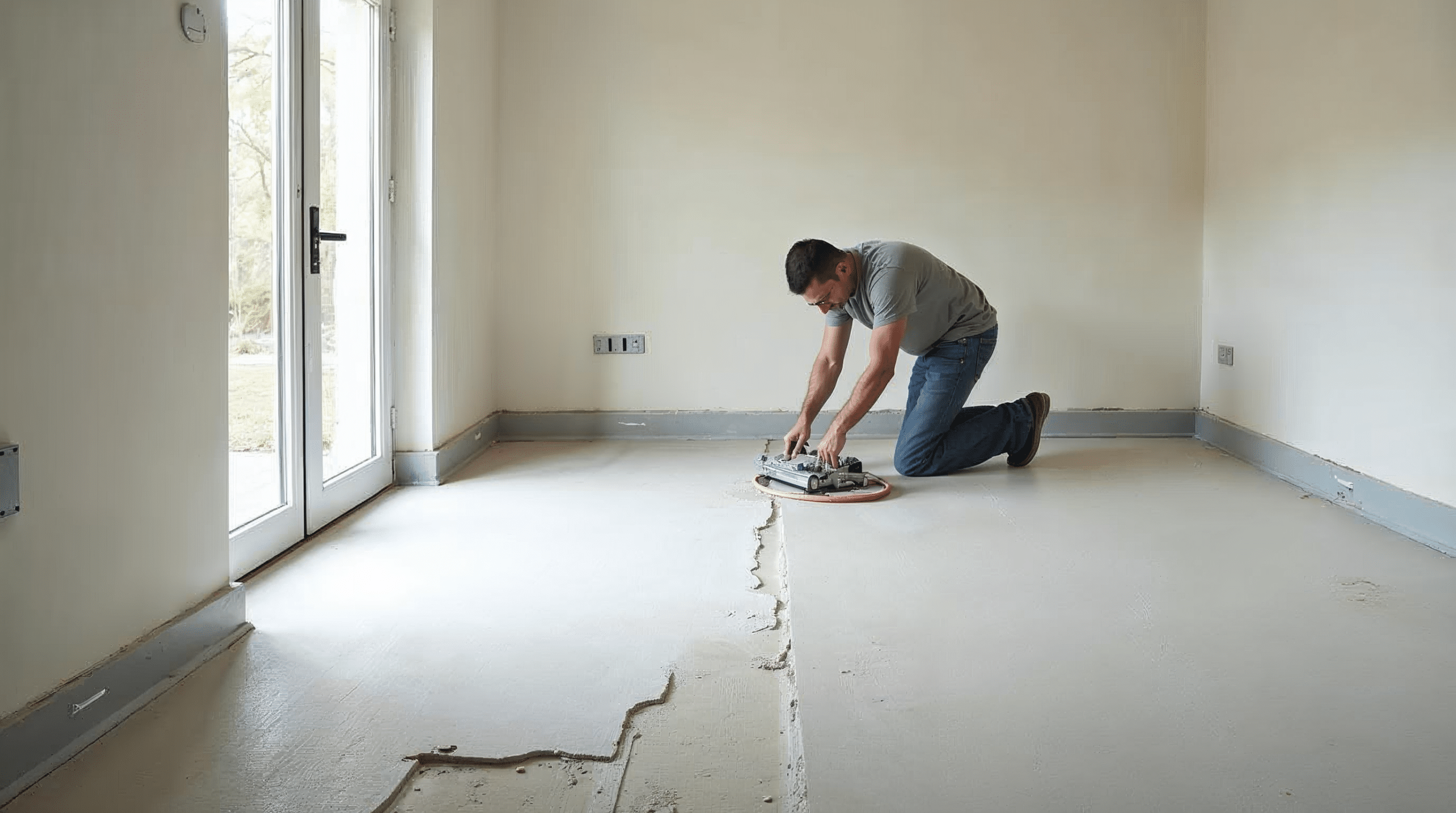 Vorbereiteter glatter Untergrund für Vinylboden