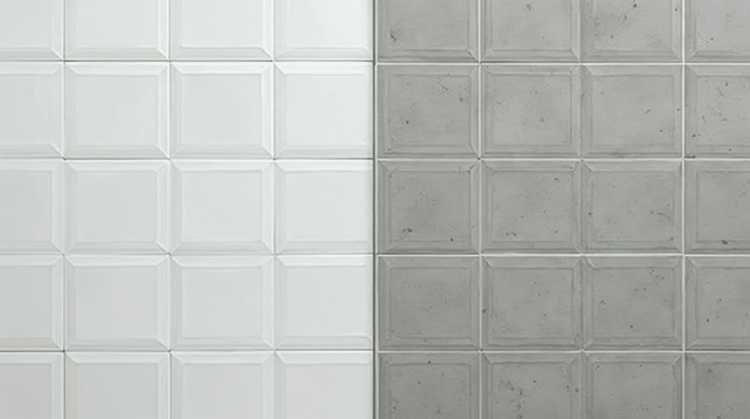 Vergleich kleine quadratische Wandfliesen versus großformatige Feinsteinzeugfliesen in einem Bremer Badezimmer