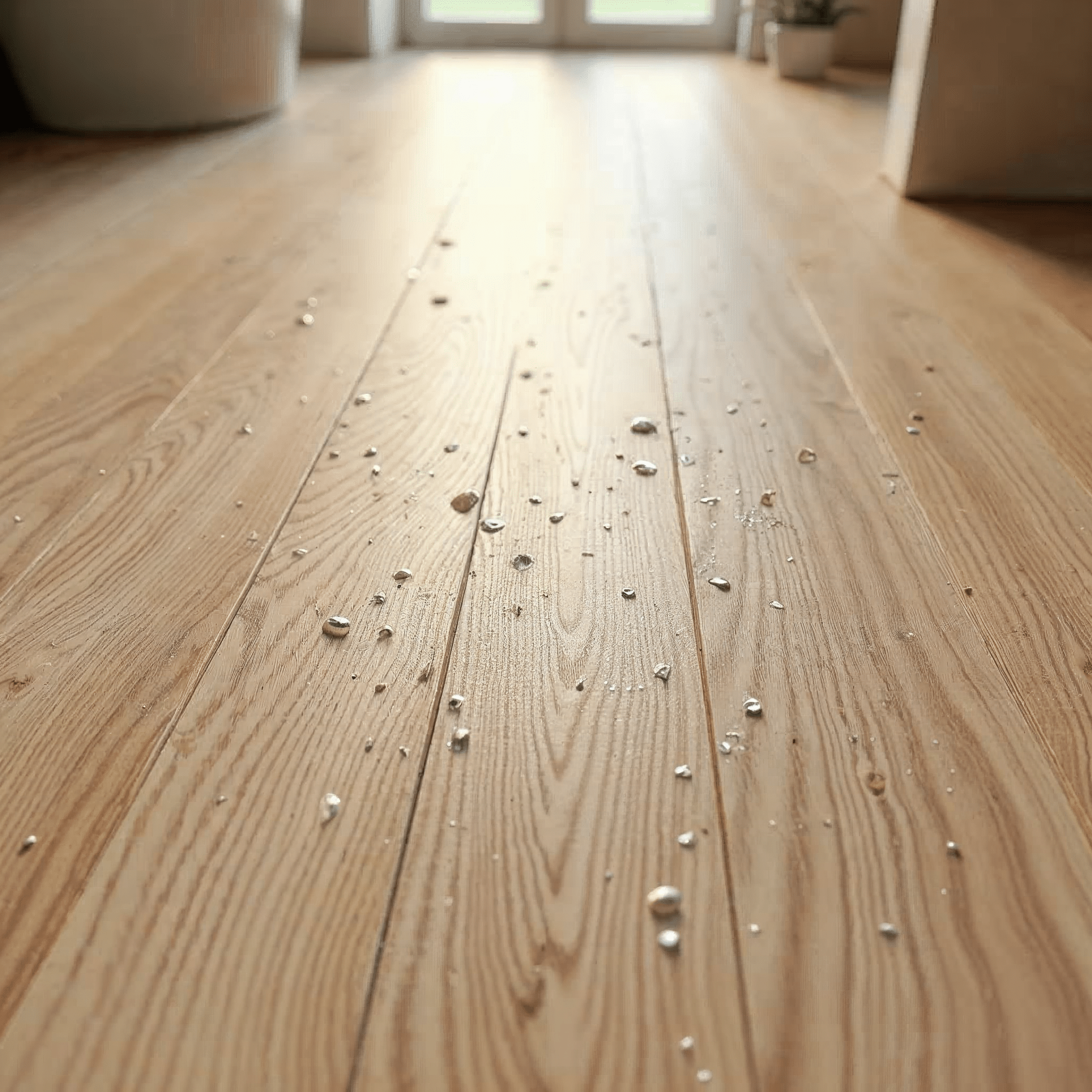 Detail eines Vinylbodens im Bad in Holzoptik