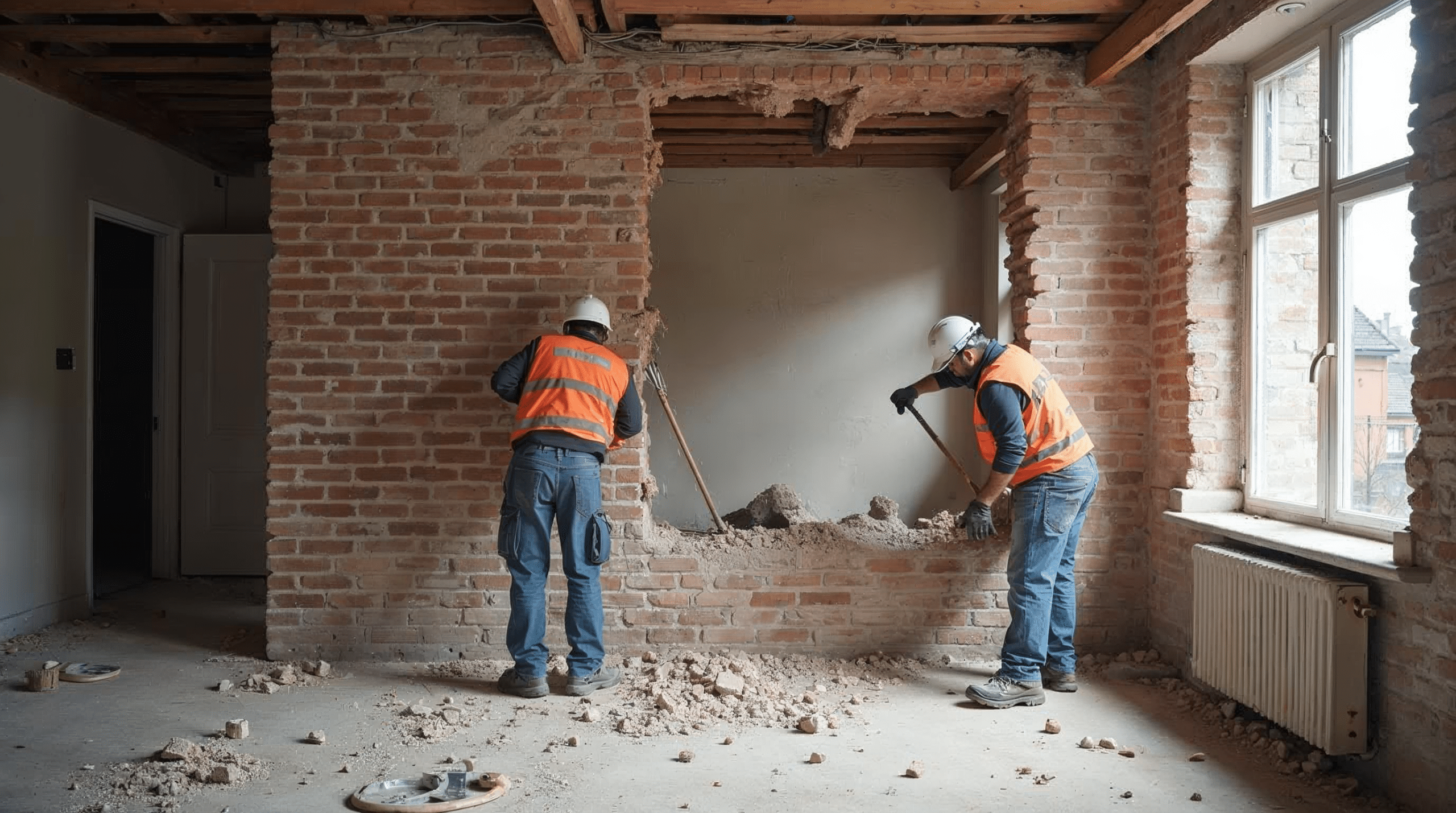 Wand abreissen im Altbau Sanierung