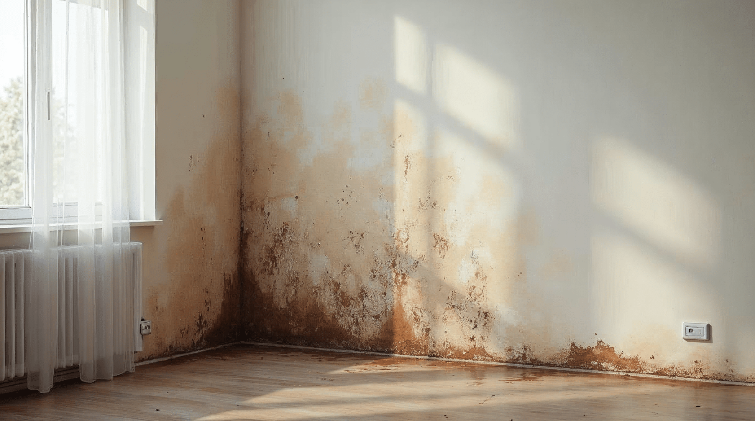 Wasserschaden mit Verfärbungen an einer Altbauwand