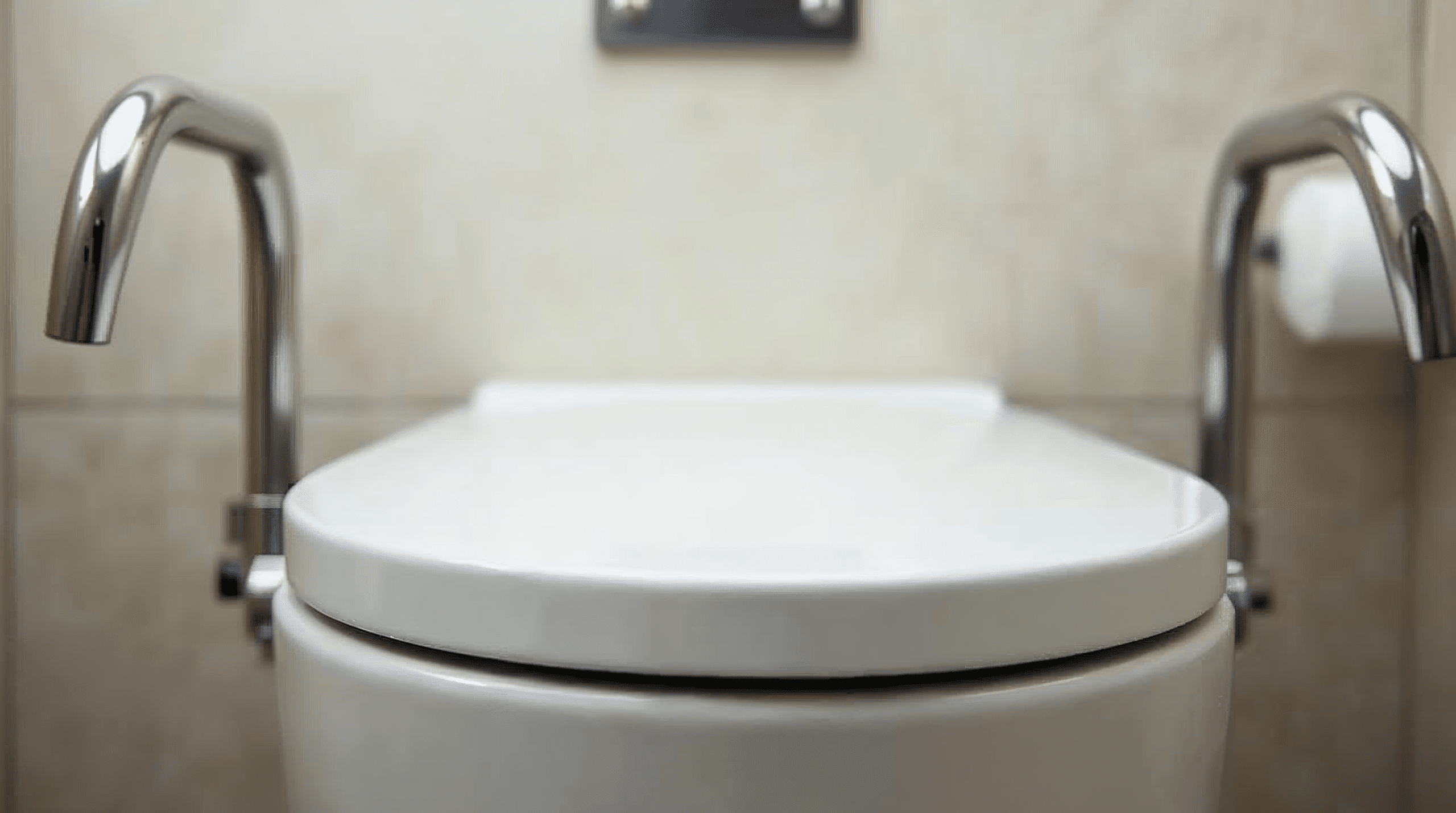 Wandhängendes WC mit dezenten Edelstahl-Haltegriffen