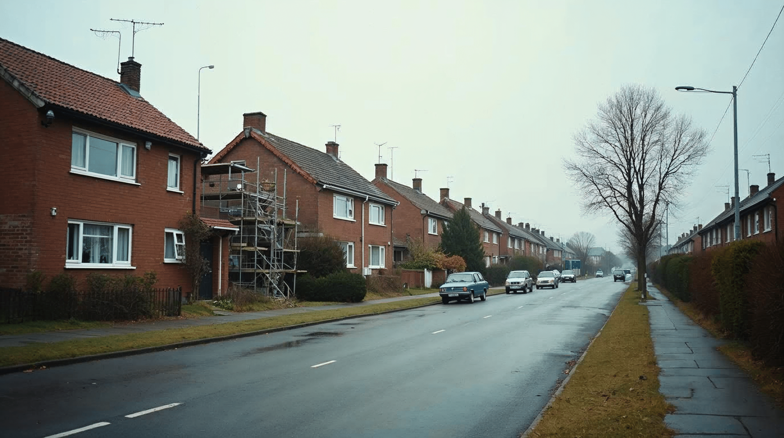 Typische Wohnstra\u00dfe in einem Bremer Stadtteil mit Einfamilienh\u00e4usern aus den 1950er und 1960er Jahren